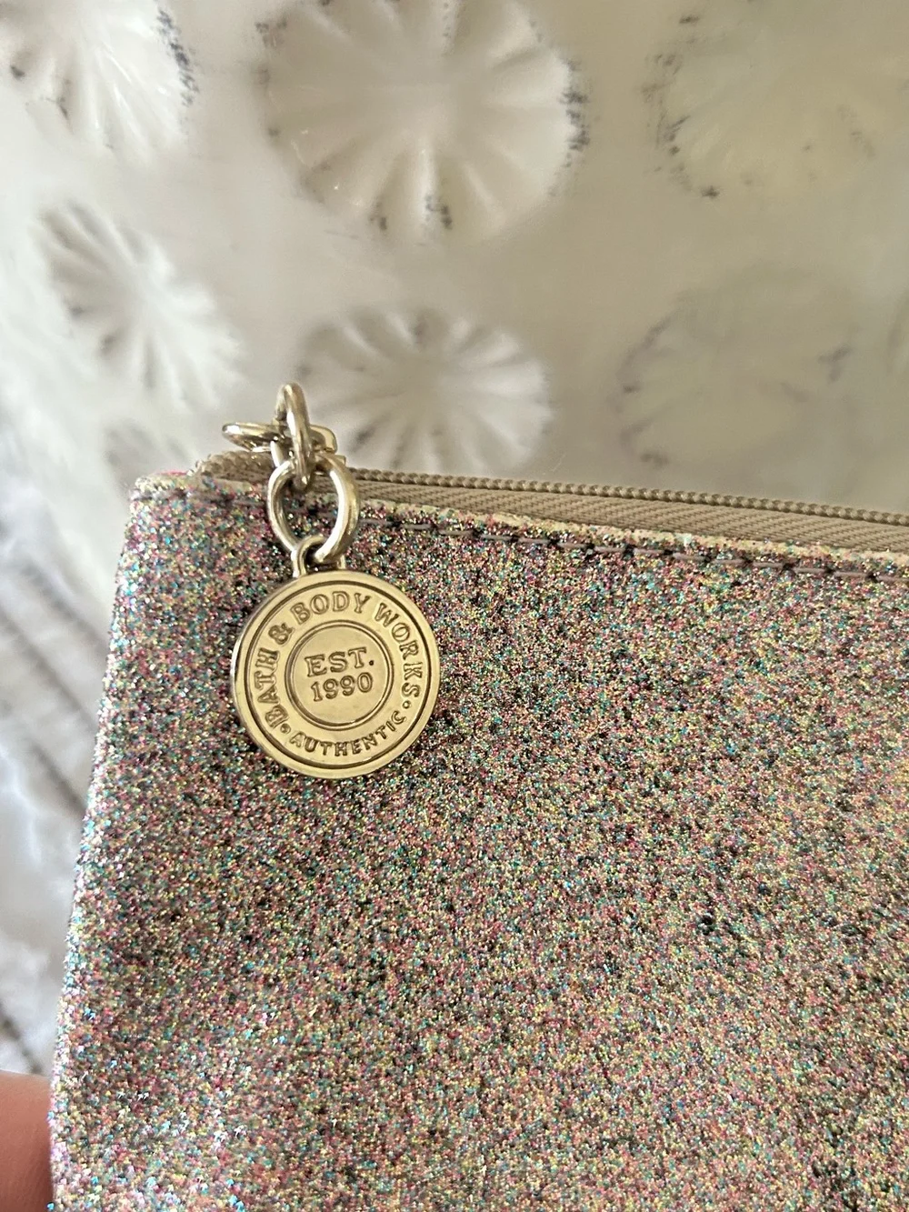 Bath & Body Works Glitter Clutch Cosmetic Bag Zippered Beauty Organizer